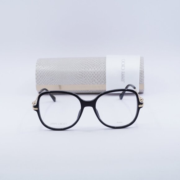 Jimmy Choo JC356 0807 00 Square 54mm Eyeglasses - Black/Gold - Picture 4 of 11